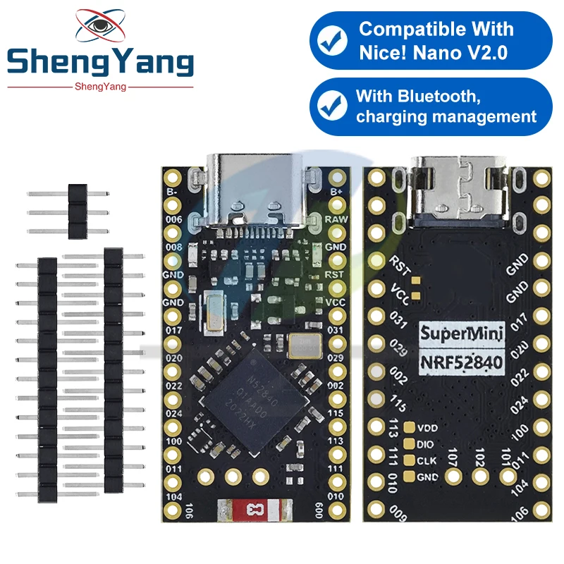 NRF52840 Development Board Compatible With Nice!Nano V2.0 Bluetooth Charging Management Pro Micro NRF52840