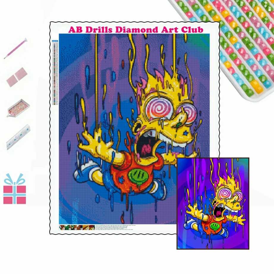 Disney Cartoon The Simpsons 5D DIY AB Drill Diamond Painting Embroidery Cross Stitch Handmade Craft Mosaic Set Home Decor