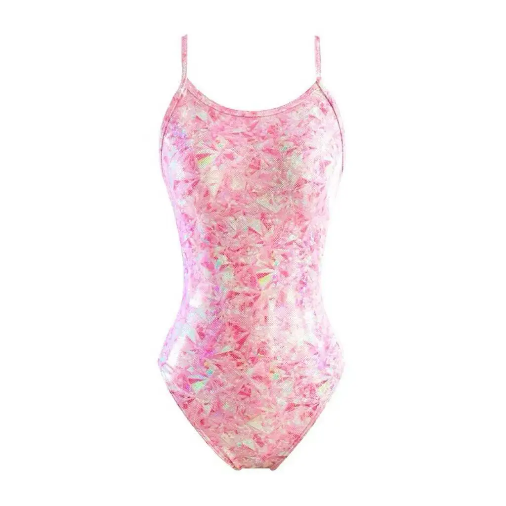 ประกายสีชมพูสวย Tie Dye One-piece ชุดว่ายน้ําชุดว่ายน้ําน่ารักชายหาดบิกินี่หญิงสาวหญิงกีฬาทางน้ําเกาหลีแฟชั่น