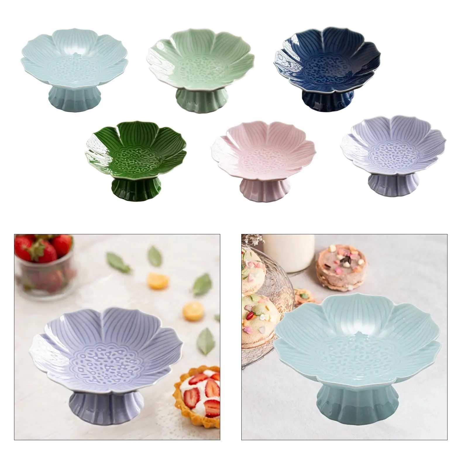 Porcelana Sobremesa Display Stand Multifuncional Snacks Prato, Tigela Decorativa, Decoração De Mesa, Lótus Em Forma De Quinta