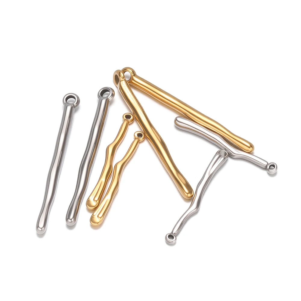 10 Stück Edelstahl-Anhänger in gebogener Form, Halskettenanhänger, Großpackung für DIY, kreative Schmuckherstellung, Armbänder, Ohrringe, Zubehör – Detail 1