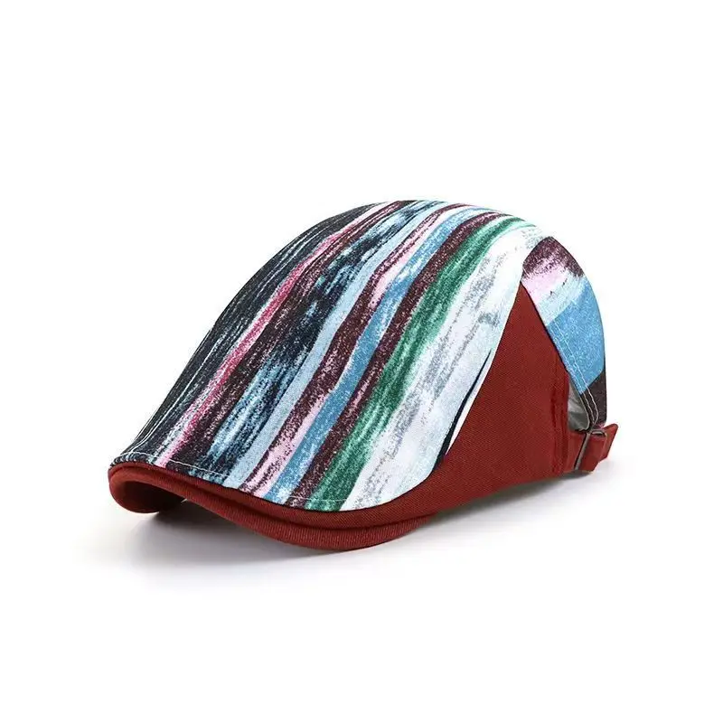 

Color Stripes Berets Hat For Men Women's Newsboy Caps Golf Driving Cabbie Duckbill Flat Hat Spring Summer Visor Sun Cap Gorras