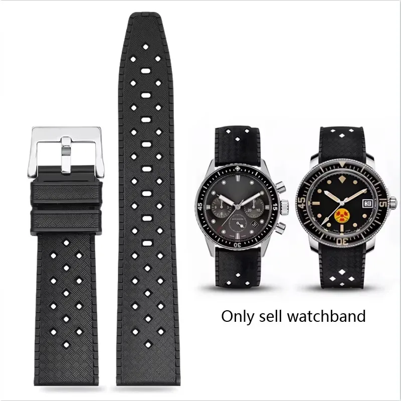 High quality Silicone Watchband 20mm Soft Rubber Strap Breathable Bracelet For Blancpain Belt Fifty Fathoms 5008B Accessories