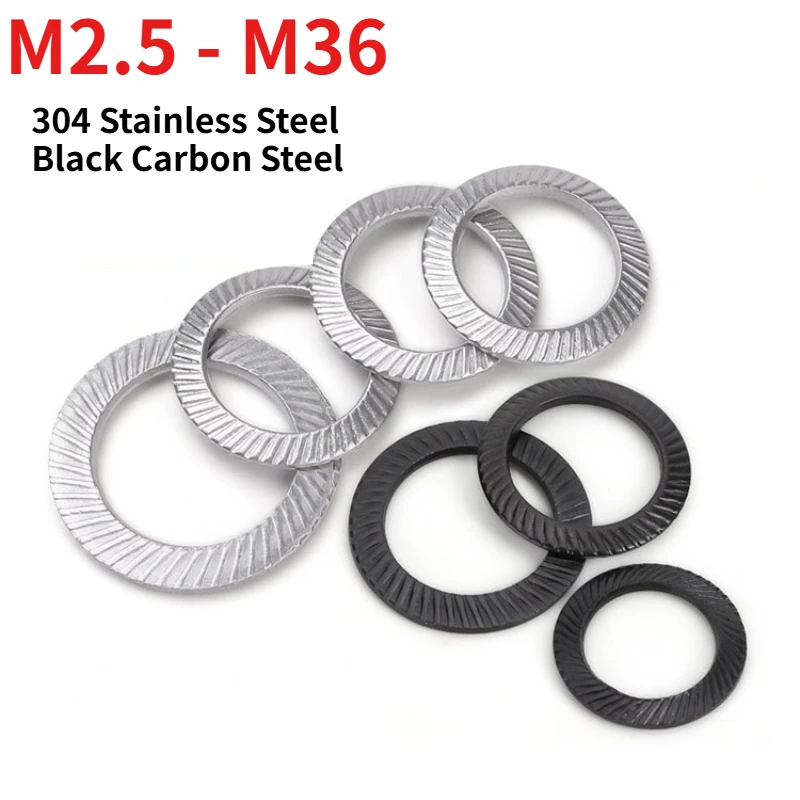 DIN9250 Double Sided Serrated Safety Lock Washer, SUS304 Stainless Steel / Black  Anti Slip Anti-loosening Washer M2.5-M36