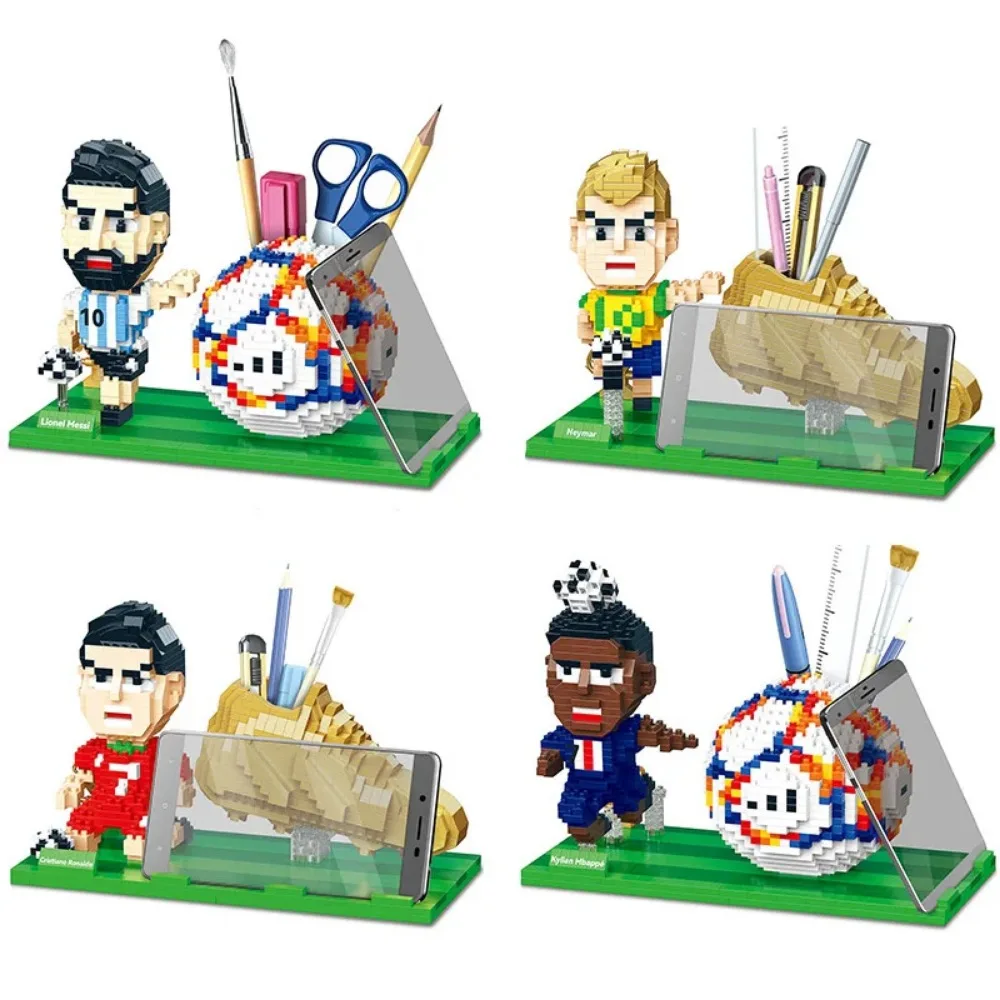 2022 Football Player Model Mini Size Building Blocks Creative DIY Pen Holder Mobile Phone Holder Bricks Toys For Children Gifts