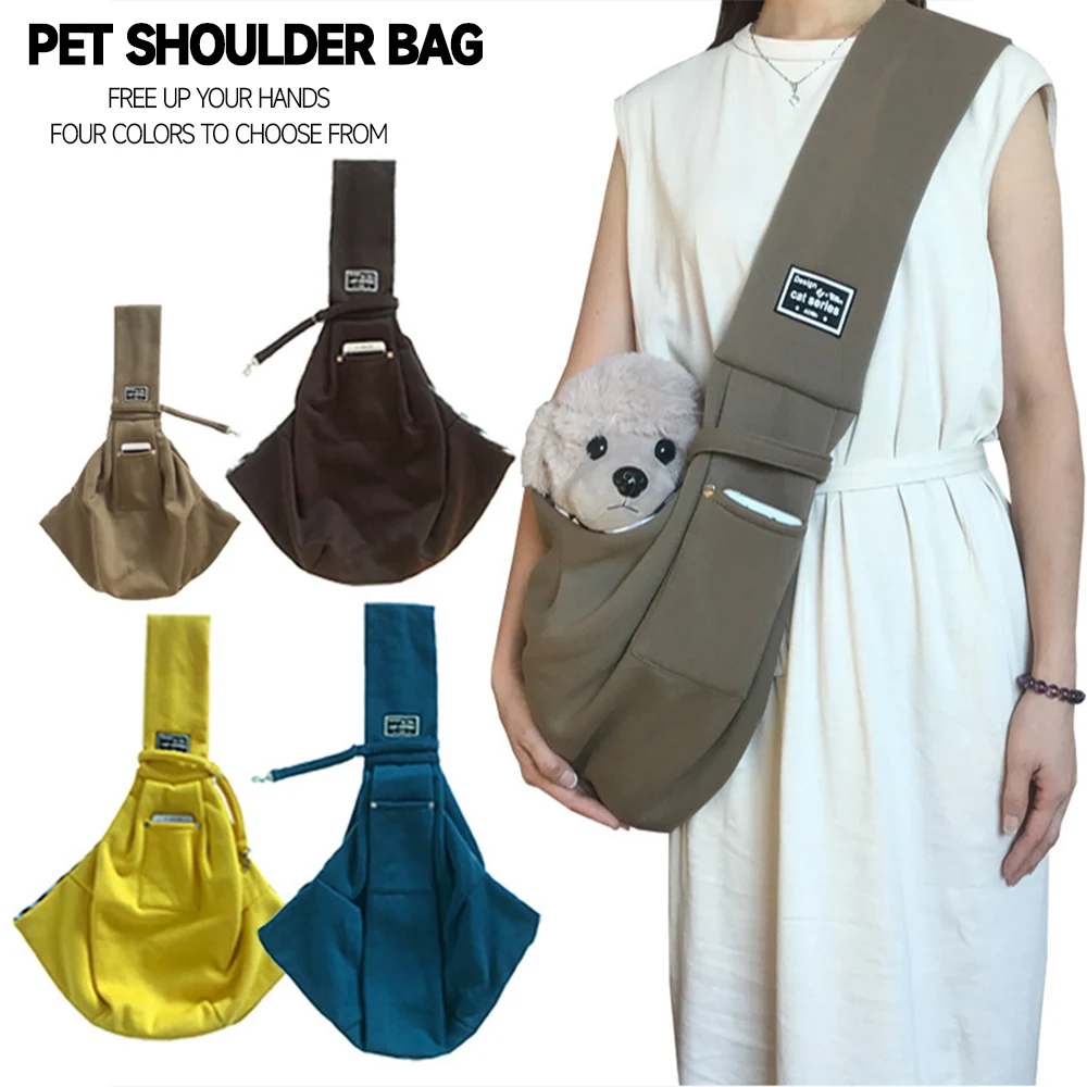 Pet Crossbody Shoulder Bag Sling Carrier for Pet Outdoor with Side Small Pocket Shoulder Bag 8 Colors Durable Solid Color Soft