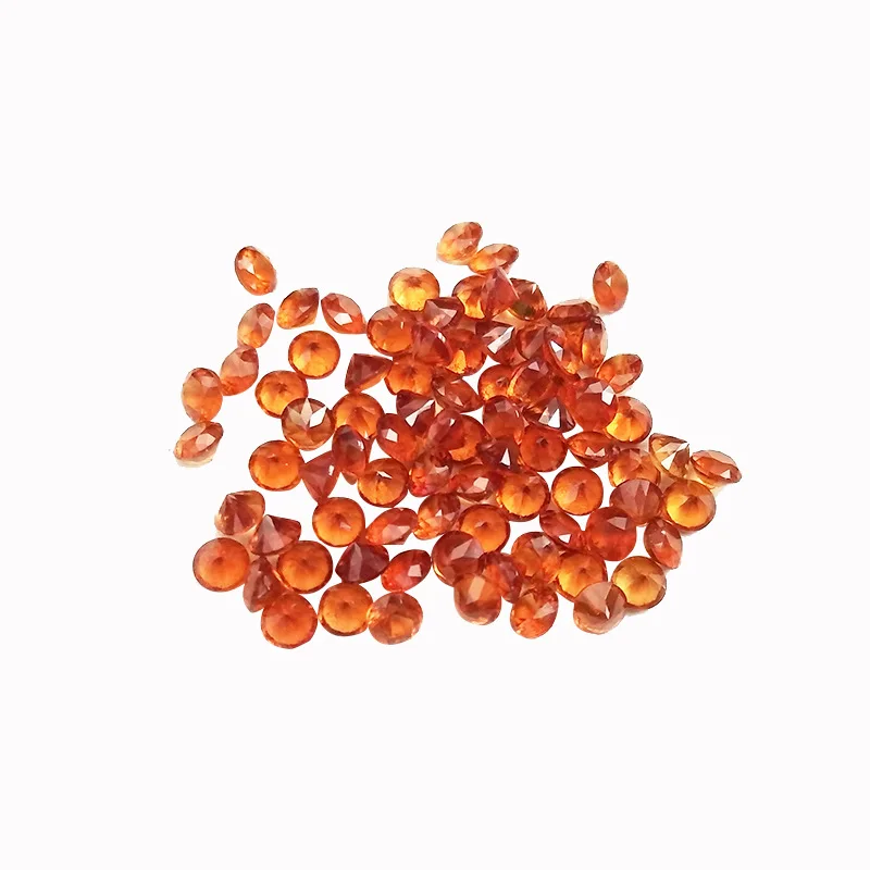 Natural Fanta Garnet Orange Round Ring Bare Stone Ring Jewelry Inlaid with Stone Manufacturers Wholesale