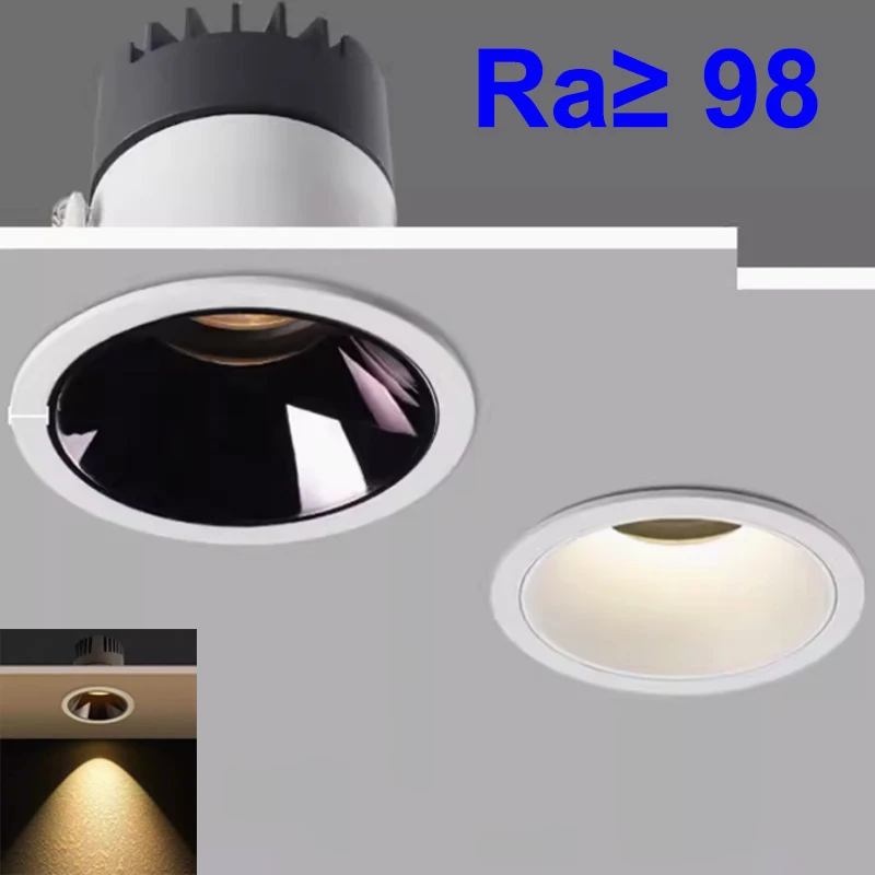 Spot Lumineux LED Encastrable avec Technologie COB, Lumière à Intensité Réglable, Anti-Éblouissement, Idéal pour l'Intérieur de la Maison, Nouveau Design, 12/18/24W, 110/220V