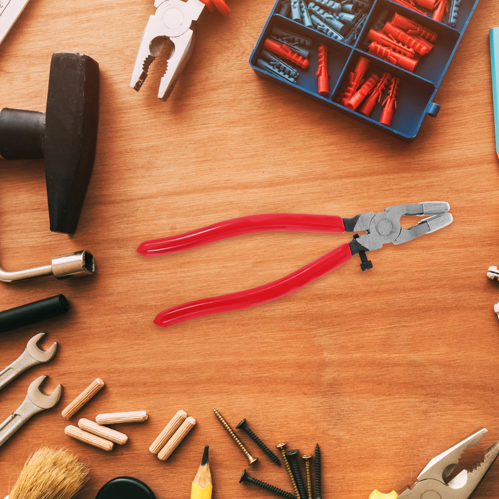 

8 Inch Breaking Pliers Curved Jaw Heavy Duty Glass for Mosaic Stained Glass Running Pliers Safe Cutting Tool