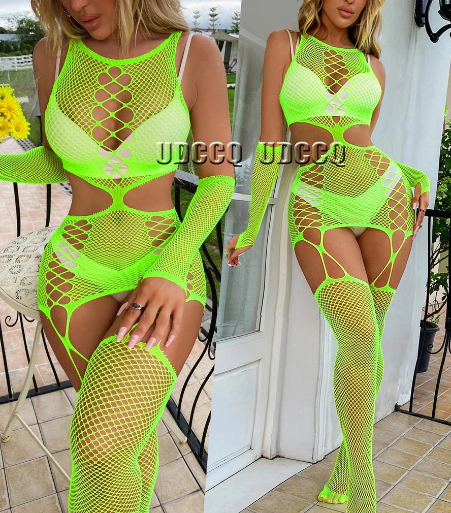 Babydoll Catsuit Underwear Chemises Teddies Costume sleepwea fluorescent green sexy dress for sex plus size erotic lingerie doll
