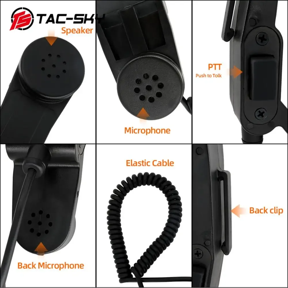 TS TAC-SKY Handlautsprechermikrofon PTT H-250 PTT 6 Pin Ptt Taktisch / Prc 148 152 152a Ptt Militär Walkie Talkie Ptt