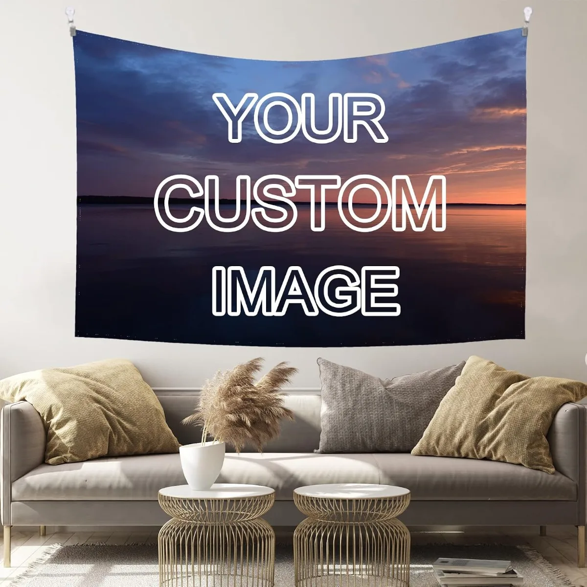 Custom Tapestry Upload Your Images Photo 80''WX60''L Horizontal Wall Hanging Backdrop for  Christmas Valentines Home Gift