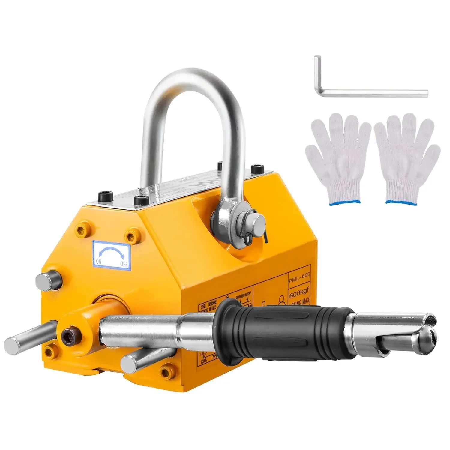 

Magnetic Lifter, 1320 lbs/600kg Pulling Capacity, 2.5 Safety Factor, Neodymium & Steel, Lifting Magnet with Release