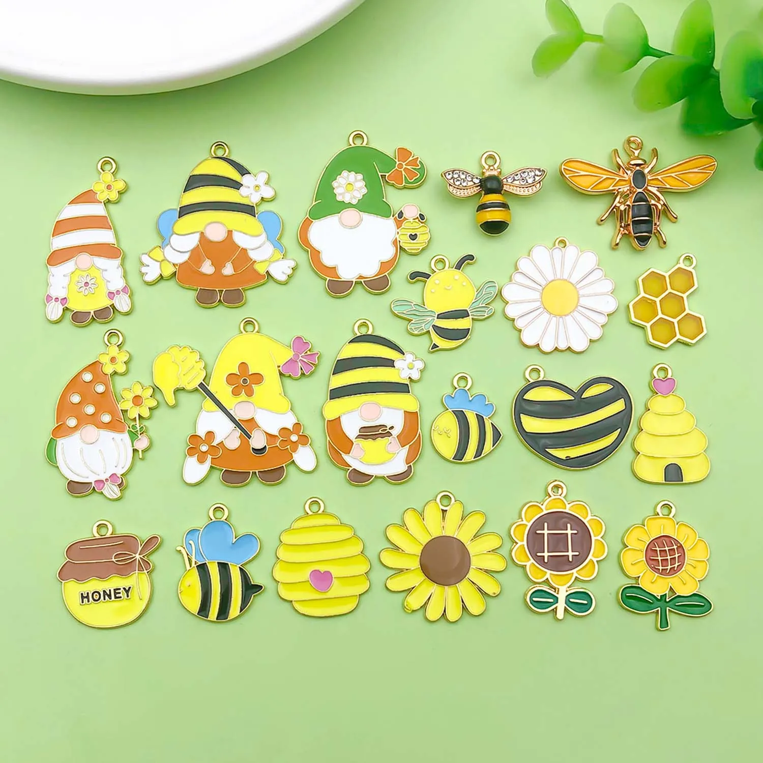 10/20 قطعة المينا النحل ، العسل ، قزم ، زهرة سحر سبيكة النبات ، الحشرات المعلقات ل سوار ذاتي الصنع قلادة صنع المجوهرات الإكسسوارات #1