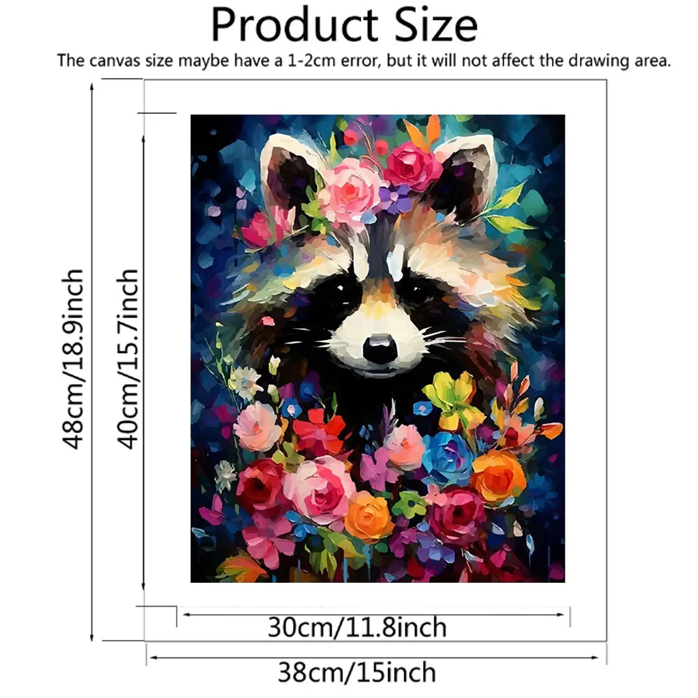 Evershine Paint Kit Raccoon Handpainted Art Drawing By Numbers Set Animal Adult Number Painting Home Decoration