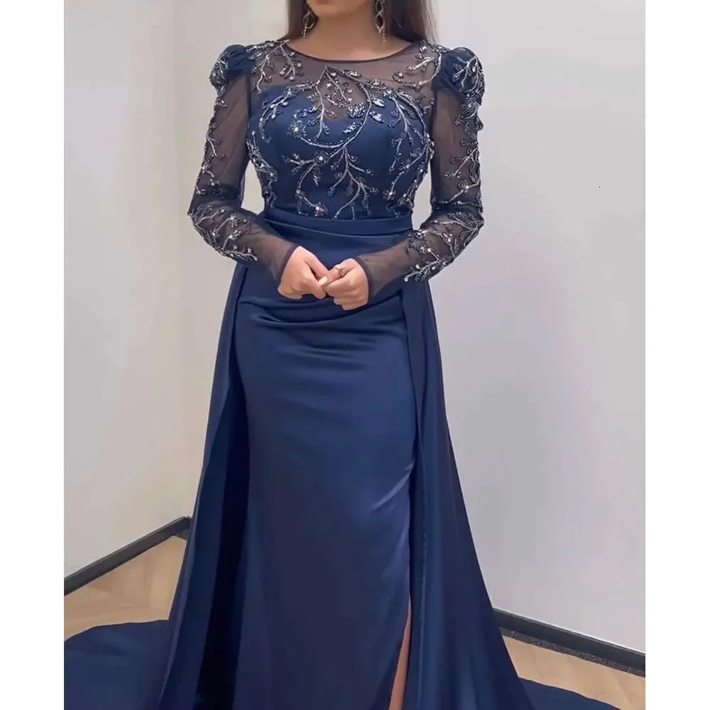 

Customized New Luxury Arab Ebi Ball Dress with Satin Beaded Lace Long Sleeve Formal Party Birthday Celebrity Party Evening Dress
