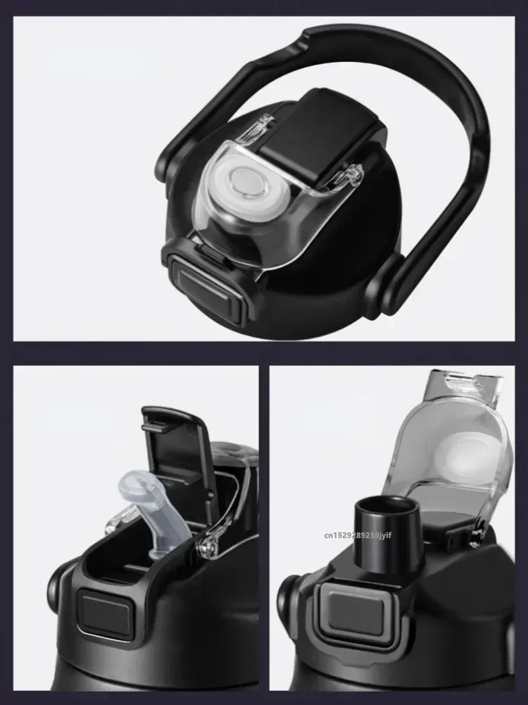 كوب حراري 26 أونصة/33 أونصة/40 أونصة/50 أونصة ترمس خارجي مكنسة من الفولاذ المقاوم للصدأ قوارير زجاجة مياه رياضية باردة وساخنة مع القش #3