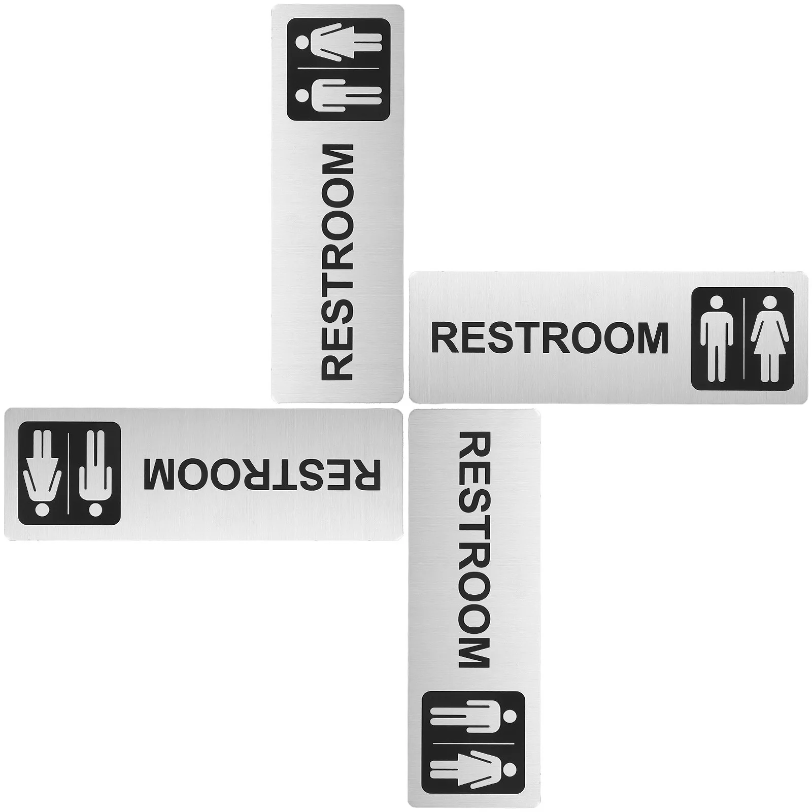 4Pcs Aluminum Restroom Signs Toilet Identification Sticker Self Adhesive Bathroom Door Sign Metal Washroom Signage for Office