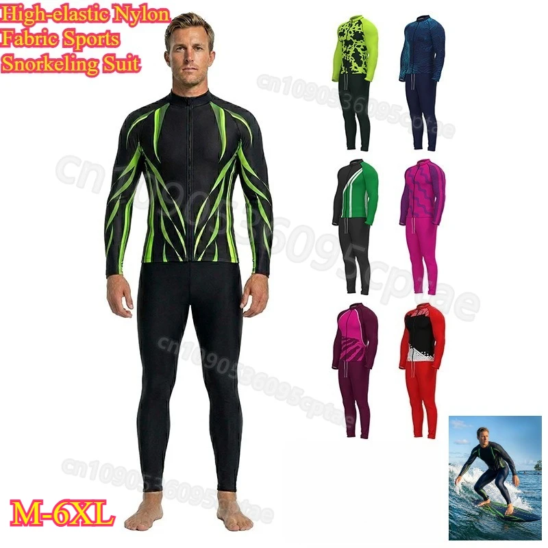 Men's Split Swimsuit Rash Guard Set High Elastic Nylon Fabric Jellyfish Wear for Snorkeling Swimming Diving Water Sports