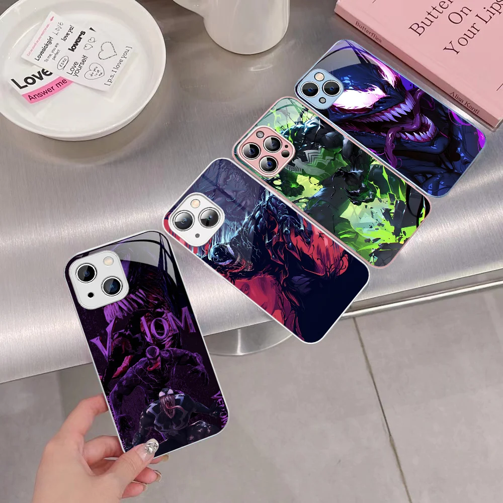 Classic Movie V-Venom Phone Case Tempered Glass For Iphone 14 13 12 11 Pro Mini XS MAX 14Plus X XS XR Cover