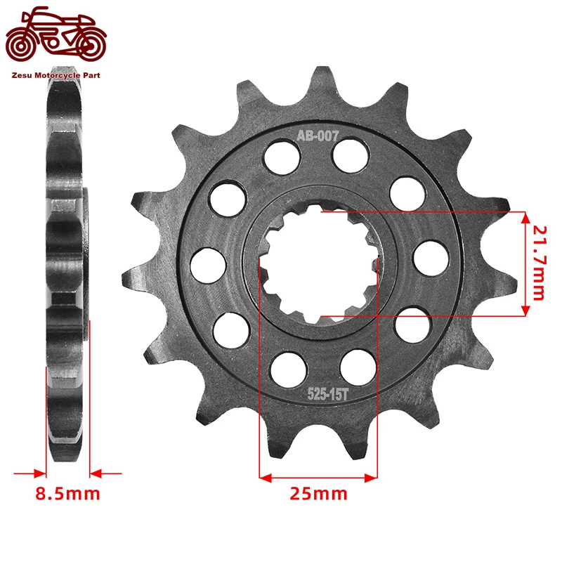 

525-15T 525 15 Tooth Motorcycle 20CrMnTi Front Sprocket Silent Sprocket For Kawasaki Z1000SX Tourer ZR1000 ZX1000 GDF Ninja 1000