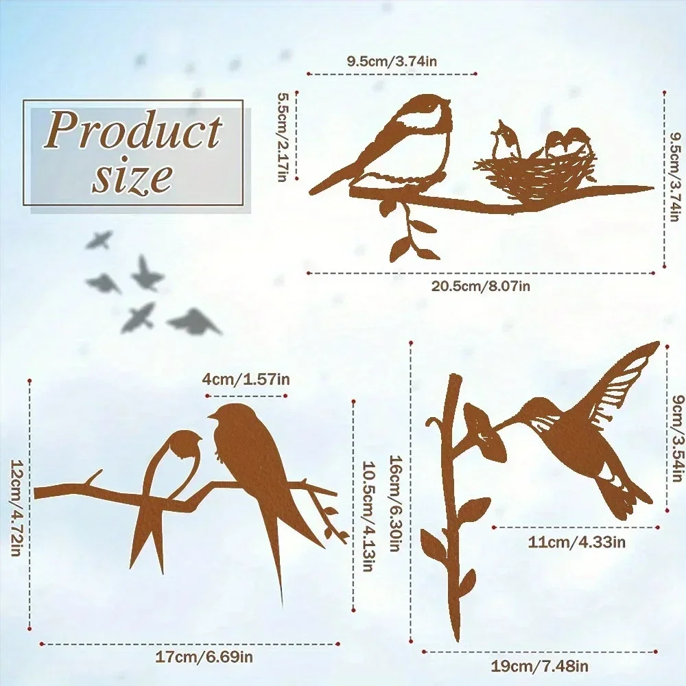 Elegant 3 Pieces Metal Bird Wall Decoration – Sophisticate with Bird Grace. Graceful Wall Art. Natural Beauty and Branch