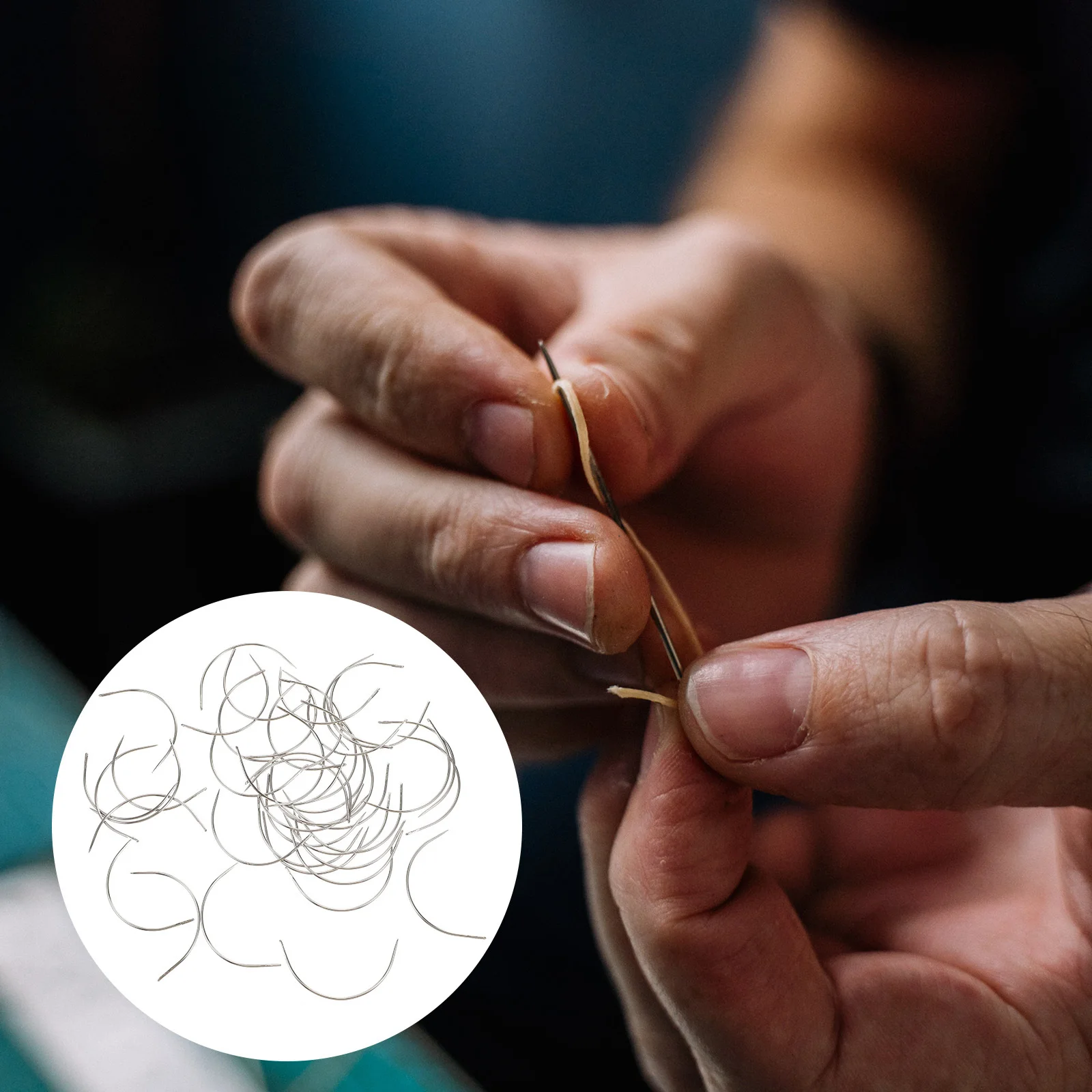 

100Pcs C Type Curved Sewing Needles Large Eye Craft Tool Portable Lightweight for Hair Extensions Sewing