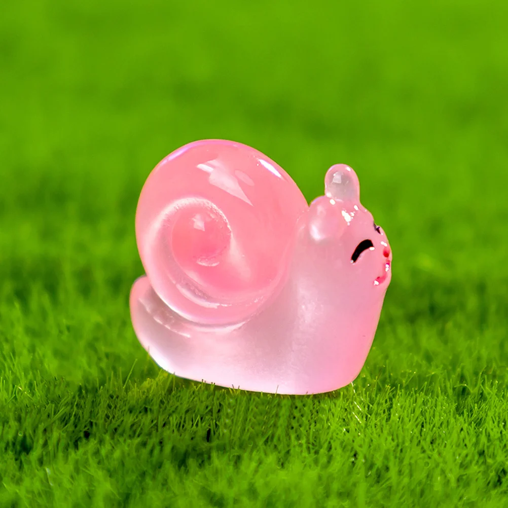 

12pcs Night Glow Snail Decor Resin Miniature Animal Figurines For Garden Lawn Yard Balcony Micro Landscape Bonsai Ornament