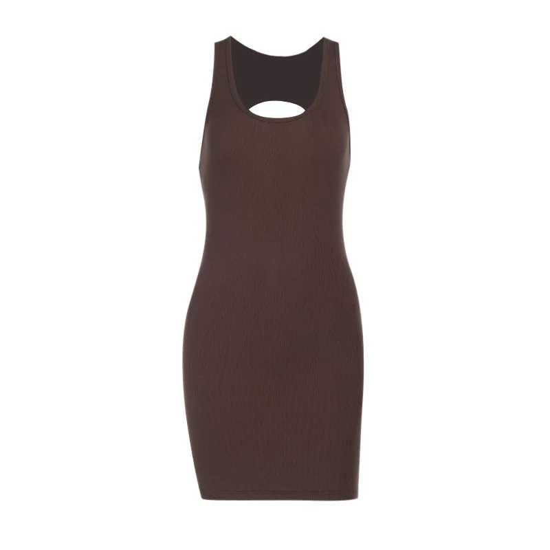 2025 chaud sexy européen et américain sportif sexy col en U exposé sac à dos jupe de hanche pour les femmes été jupe de combinaison ajustée