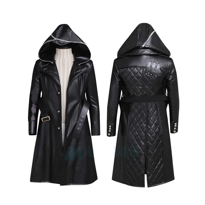 

New Anime Jacob cosplay costume for man killer uniform Black Leather Coat Halloween Party Hidden Blade costume 2025