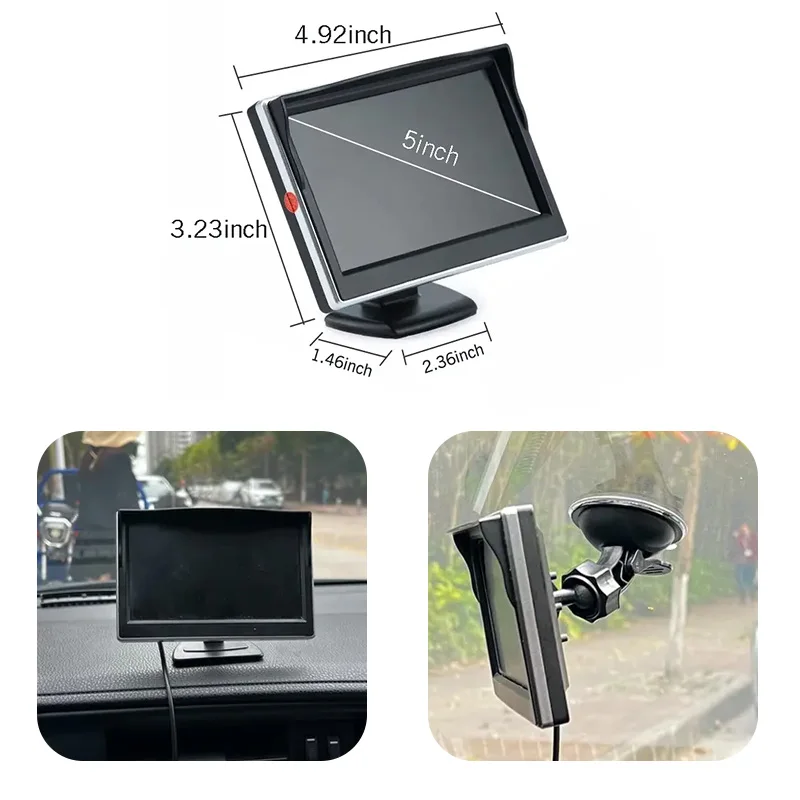 5 INCH Screen AHD/CVBS IPS Car Monitor LCD Display for Vehicle 1080P/720P Backup Reverse Camera CCTV Home Security Surveillance