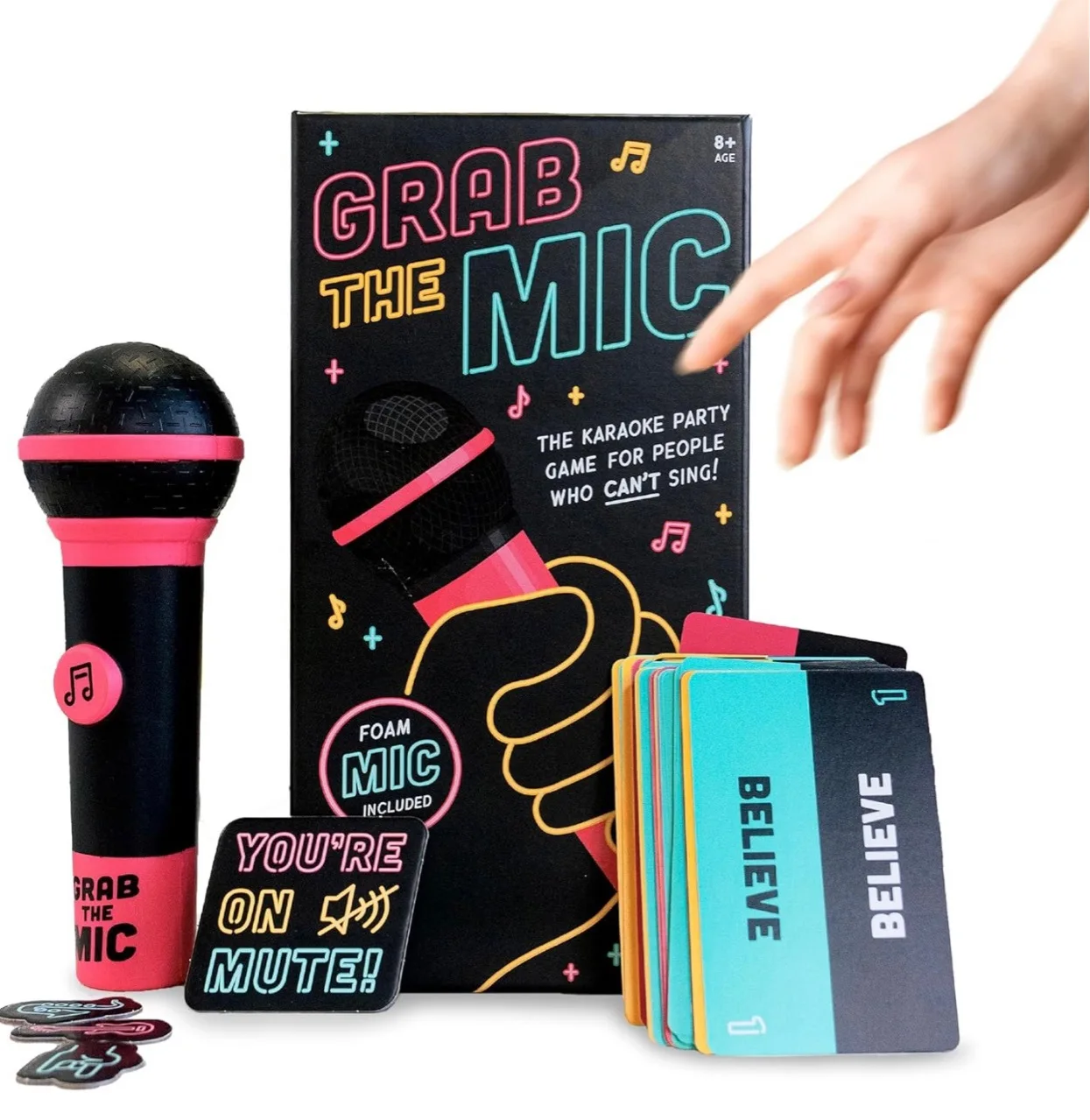 Lucky Egg Exciting Grab The Mic - The Family Karaoke Game 8+ Year Olds Board Game for Bad Singers - 250 Lyric Cards