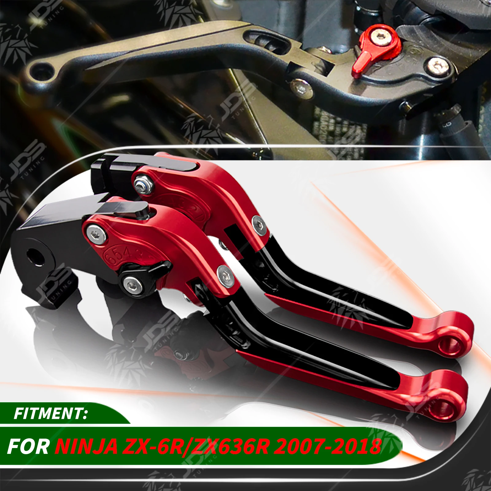 

JDSTUNING Для Kawasaki NINJA ZX-6R/ZX6R/ZX636R 2007-2018: Комплект складных регулируемых рычагов сцепления и тормоза, запчасти для руля