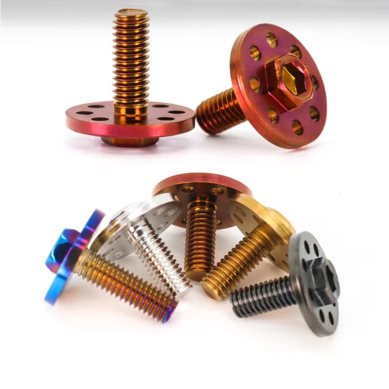 M6x15mm/20mm 304 Stainless steel Hex slot flange screws with titanium plated for motorcycle bike DIY License plate fixing screws