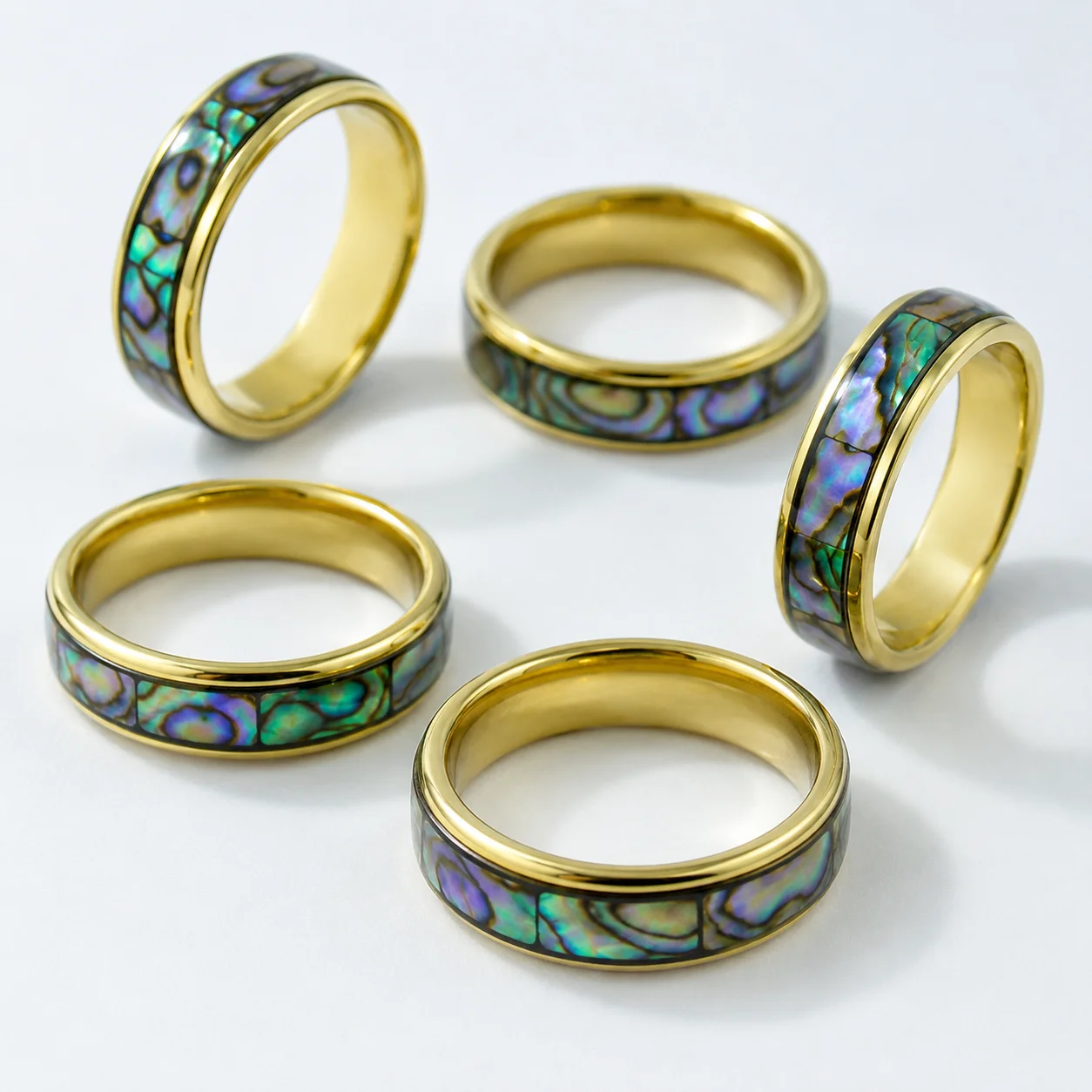 20 Stück Modische Natürliche Muschelringe aus Edelstahl, Nie Verblassend, für Damen und Herren, Schmuck in Großmengen LR4029 – Detail 14