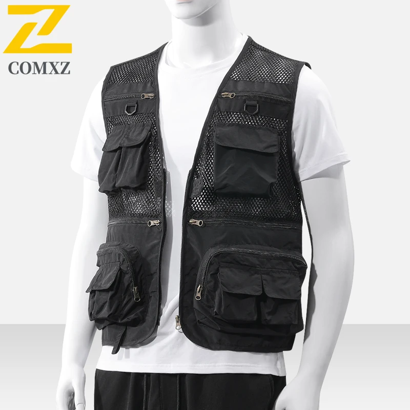 

Multi Pocket Vest 2025 Men Autumn LeisureLightweight Mesh Breathable Gilet Outdoor Sport Adventure Fishing Workwear Waistcoat