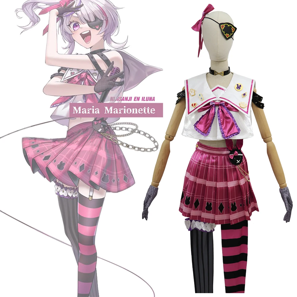 COSLEE Vtuber Nijisanji Ike Eveland Maria Marionette Cosplay Costume Lovely Uniform Top Skirt Halloween Party Outfit Set New