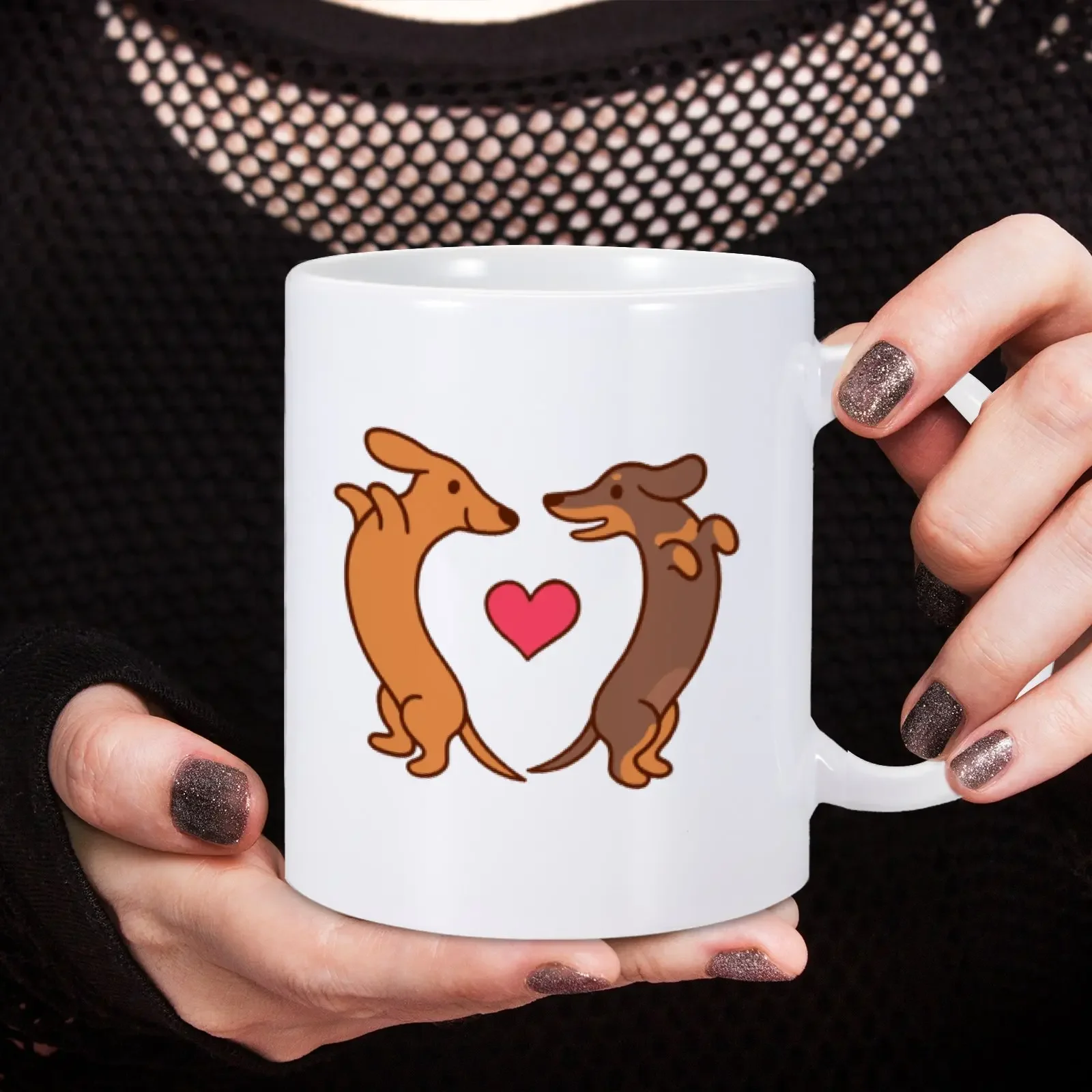 Cute Dachshund Print Coffee Mugs I Love Dachshunds Tea Cocoa Cup Customized Ceramic Cups Unique Gift for Pet Lovers Kids Friends