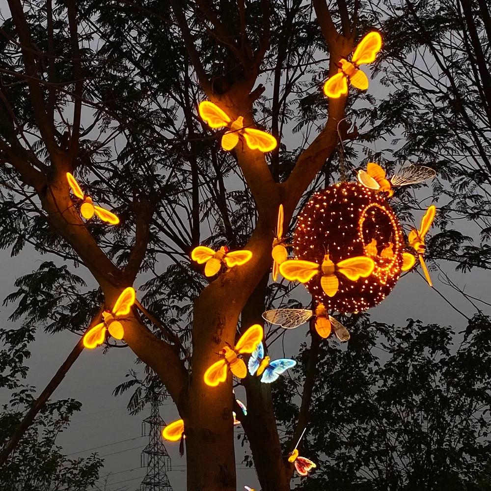 Custom Made IP65 Modern Decorative Garden Street Light Tree Hanging Decoration Led Honey Bee Hive