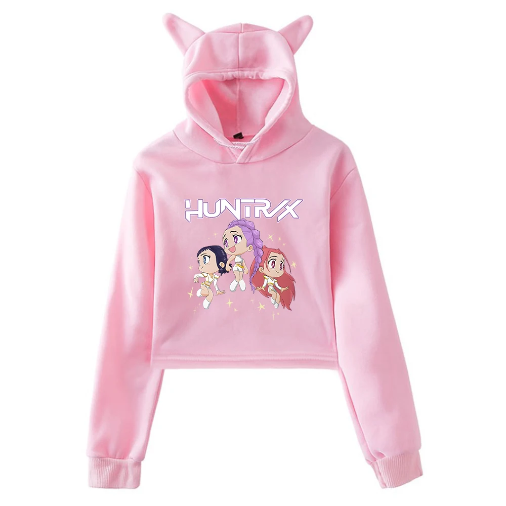 KPop Demon Hunters As Seen On Huntrix World Tour Hoodie แมวหู Hooded Sweatshirt แขนยาว Crop Top เสื้อผ้าผู้หญิง