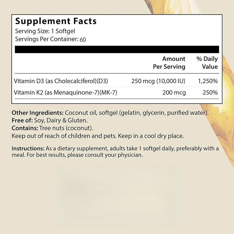 Vitamin D Containing Coconut MCT Oil for Health - Easy To Swallow | Soy and Gluten Free -60 Servings