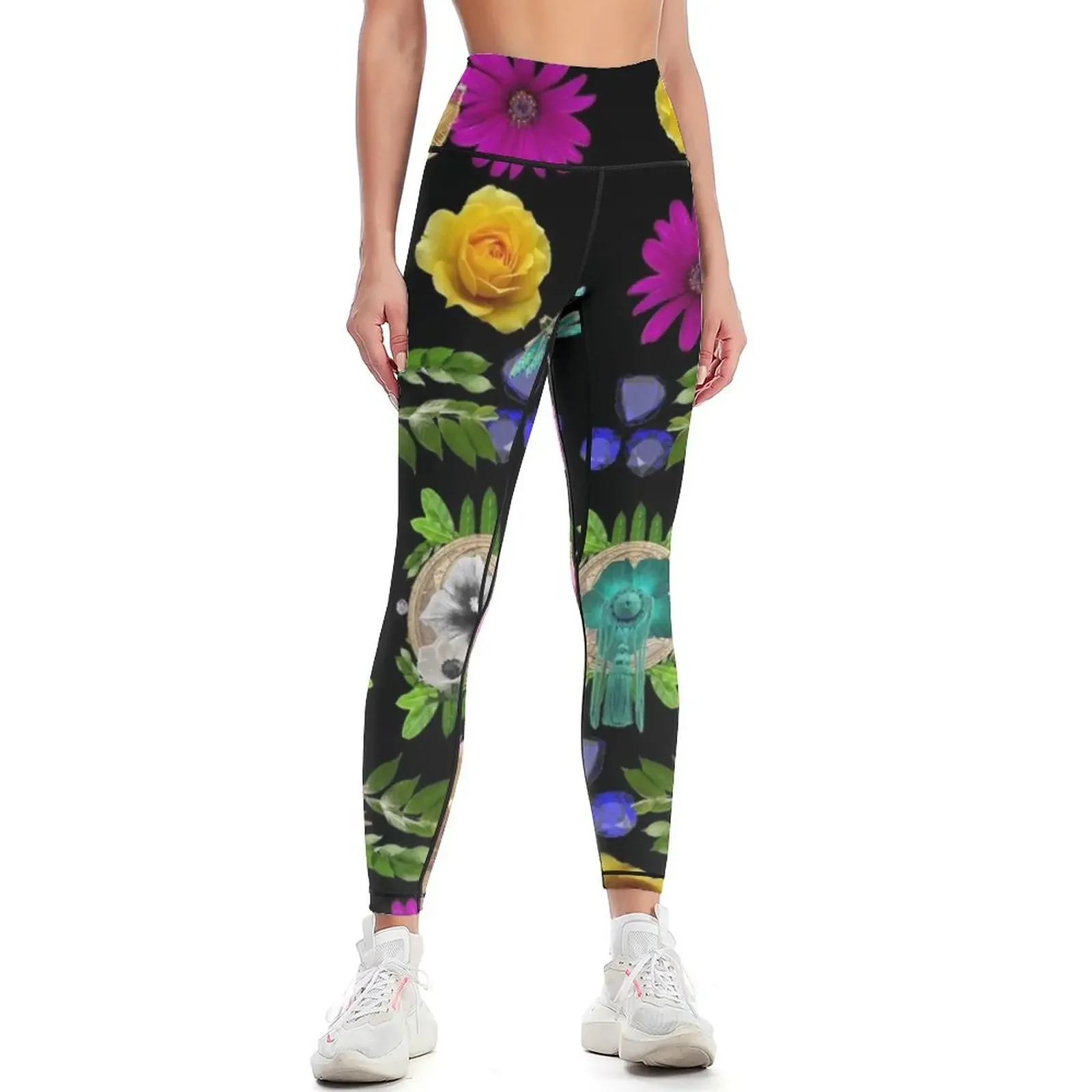 

Ediemagic Floral Fantasy Legging Leggings Leginsy push up sports tennis for high waist sports woman gym Womens Leggings