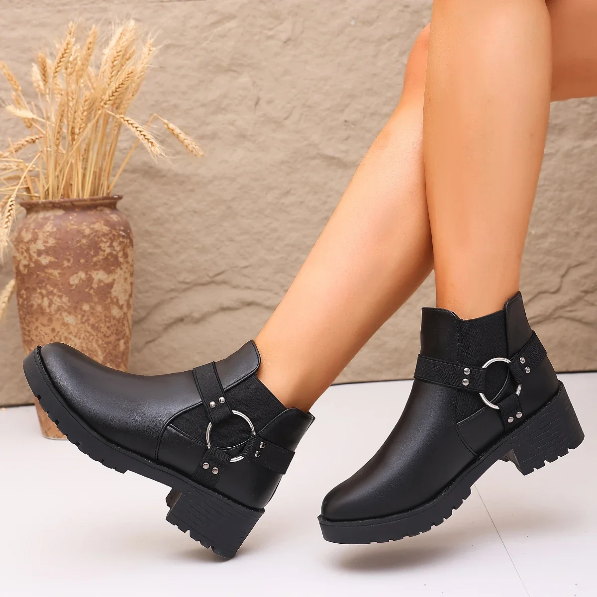 Modische Neue Elegante Dickbesohlte Sport-Kurzschuhe Winter-Bestseller Runde Zehenkappe Bequeme/Sexy Arbeits- und Freizeitstiefel für Damen – Detail 6