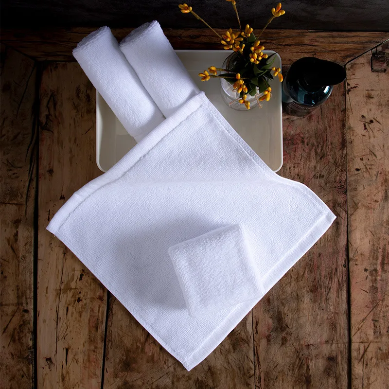 10 шт./лот белые маленькие полотенца для рук для лица, Кухонное, гостиничное, ресторан, детский сад, Хлопковое полотенце для салона красоты