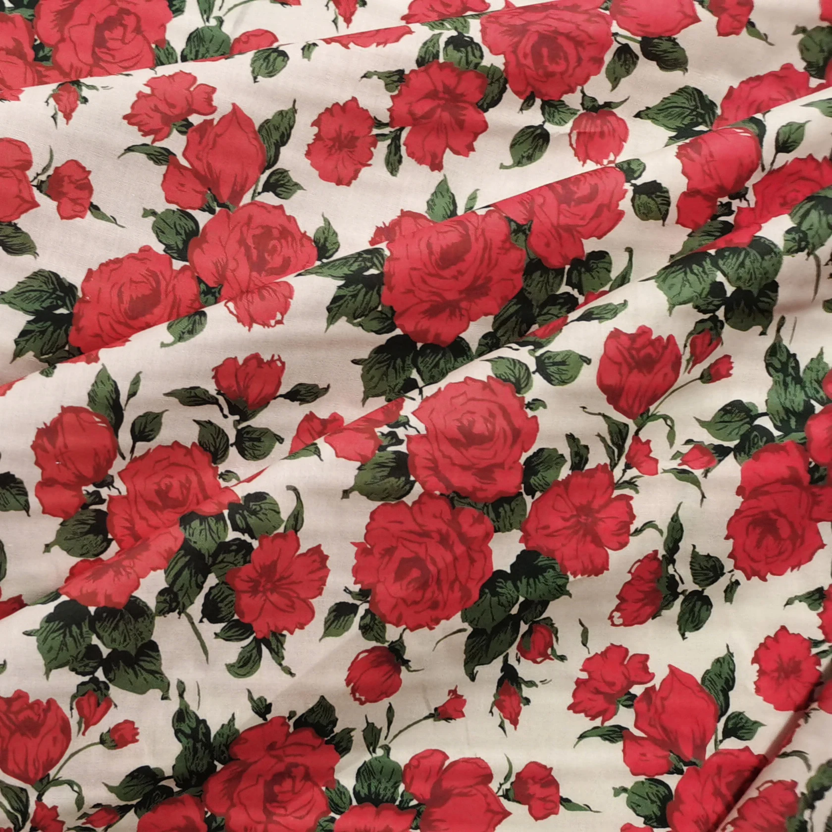 

Cotton Fabric，Rose Printed 80s Long-Staple Cotton for Clothing, Dress Quilting DIY Sewing Designer Cloth (by Meter)