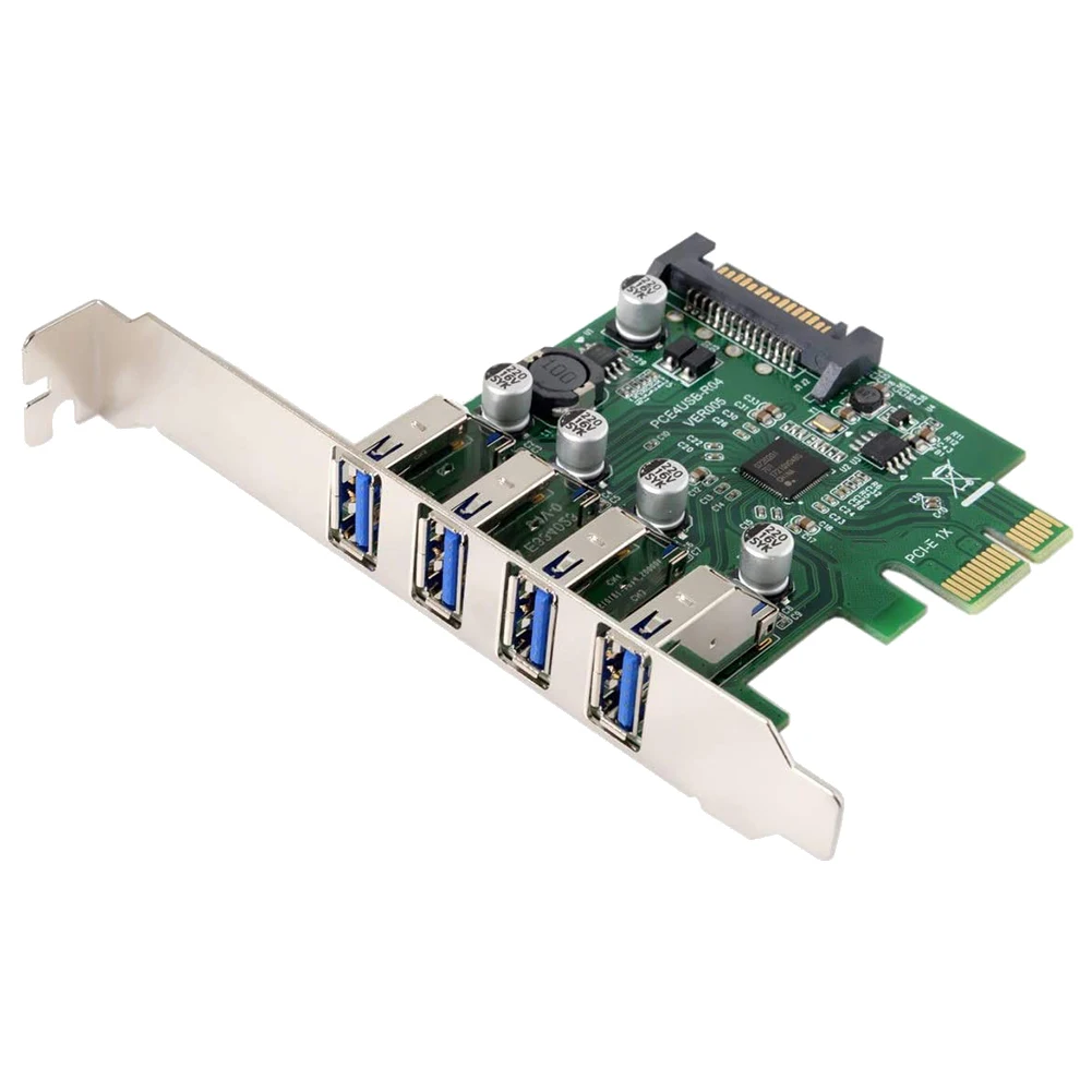 Adaptador de tarjeta de expansión PCI-E a USB 3,0, HUB PCI Express de perfil bajo, 4 puertos, 5gbps, USB 1,1/2,0/3,0 sistemas operativos