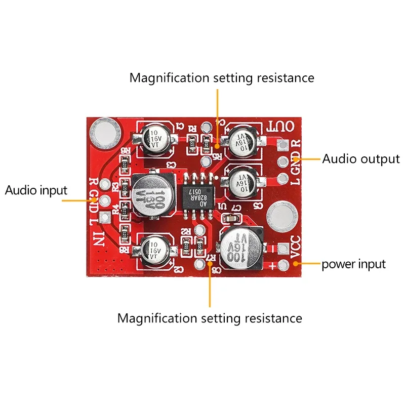 DLHiFi DC 5V-15V 12V AD828 Stereo Preamp Power Amplifier Board Preamplifier Module