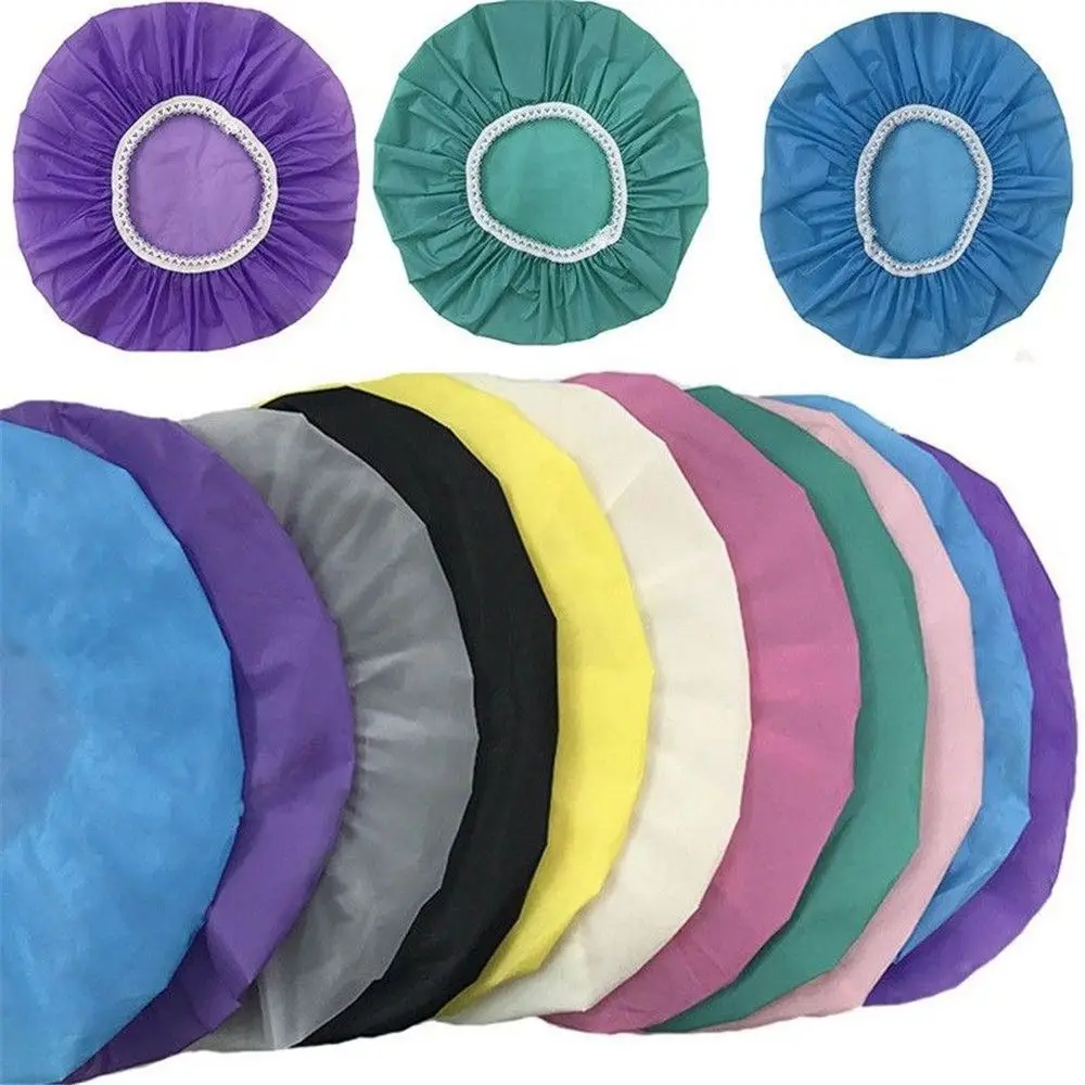 Colorful Waterproof Shower Cap Elastic Hair Cover Travel Camping Accessories