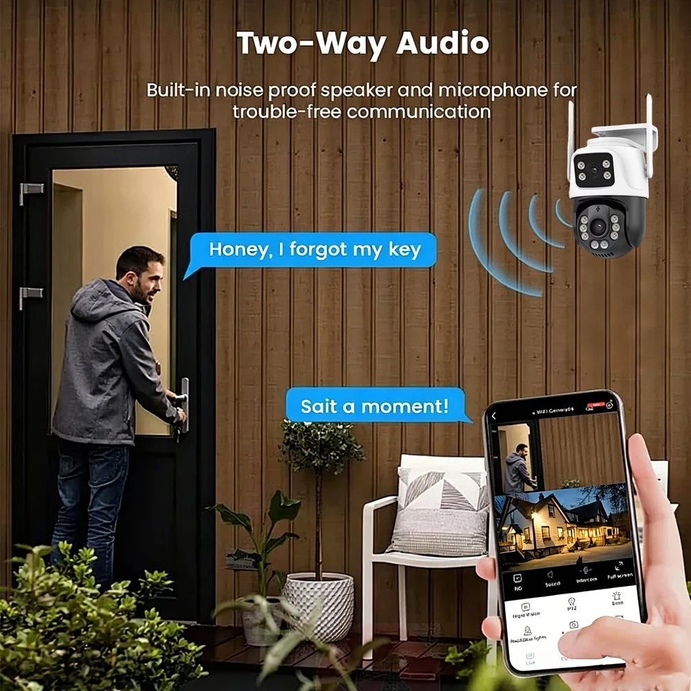 

4K WiFi Camera 8MP IP Camera Dual Lens Dual Screen Security Protection AITracking PTZ CCTV External Surveillance Outdoor iCsee