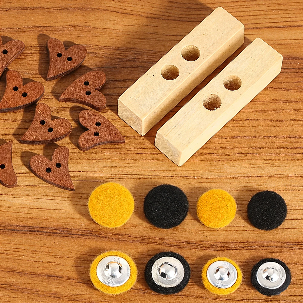 Creative Round Velvet Wooden Heart Cube Button Two Hole Shirt Jacket Sweater Decorative Buttons Handmade DIY Sewing Accessories